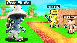 ¡GATO PITUFO VS BASE SEGURA en MINECRAFT! 🙀 | MICHI MIAU Y BEBE NOOB VS RETO DE LA BASE SMURF CAT