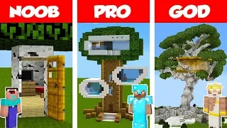 Minecraft NOOB vs PRO vs GOD: Modern Tree House CHALLENGE in Minecraft / Animation