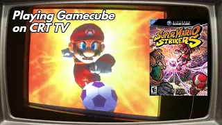 Playing Gamecube on CRT TV - Super Mario Strikers