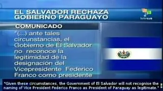 El Salvador does not recognise new Paraguayan government