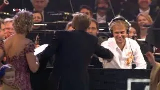 Dutch royal family on podium with Armin van Buuren