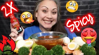 10 2x SPICY MEGA PRAWNS CHALLENGE IN 10 MINS | SEAFOOD BOIL MUKBANG @EatSpicywithTee @QUEENBEAST