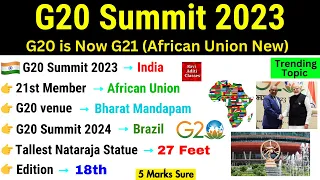 G20 Summits 2023 Current Affairs | G20 Summits 2023 MCQ | G20 2023 Gk | Important Summits 2023