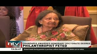 Philanthropist Manu Chandaria awarded honorary doctorate degree by UNICAF