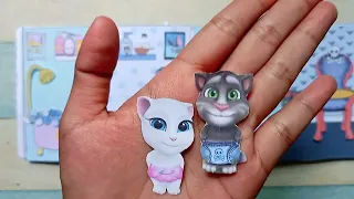 🐱🐈👶DIY PAPER DOLL BABY TOM AND BABY ANGELA IN REAL LIFE || MY BABY TALKING TOM ANGELA 🚿🍽️