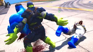 Blue Hulk VS Captain America-Hulk Pt. 1 Epic Battle GTA V - @tube5gamer788