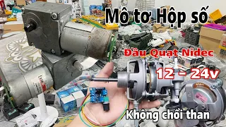 Mô tơ hộp số, Đầu quạt không chổi than bản nâng cấp có điều khiển, Dây loa đức, Quạt nhật mới 100%