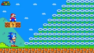 Can Mario vs Sonic Collect 999 ICE Flower In New Super Mario Bros. Wii?? | Game Animation