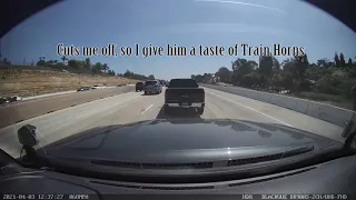 Train Horns vs Dumb Driver 2 (Dash Cam)