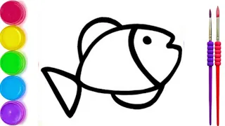 Coloring pages |how to draw color fish drawing | Fish 🐠 drawing for beginners by Arya| (#54)