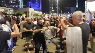 Scuffles as Israeli police use water cannon to disperse weekly anti-government protest in Tel Aviv