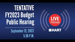 First Public Hearing on FY23 Tentative Millage Rate and Annual Budget - 9.12.22