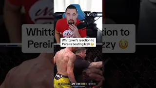 Whittaker’s reaction to Pereira beating Adesanya 😲 (via RobWhittakerMMA/Twitch)