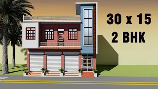 30 by 15 low Budget shop plan , 30*15 house plan , 30x15 3D market plan