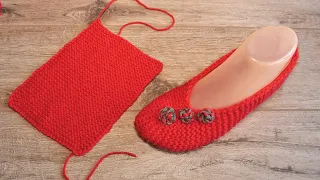 Тапочки – балетки из прямоугольника спицами 🐾 Knitted Rectangle Slippers
