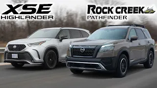 Rock Creek Rocks! 2023 Toyota Highlander XSE AWD vs 2023 Nissan Pathfinder Rock Creek Comparison.