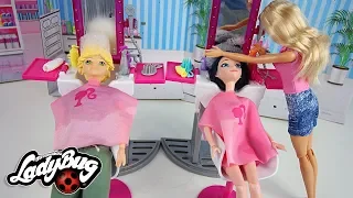 Morning Routine Miraculous Ladybug Marinette et Adrien au Salon de coiffure de la poupée Barbie