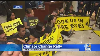 Climate Change Protesters In Boston Call For Action At State House