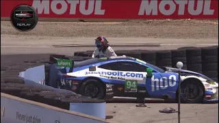 Jarrett Andretti Matt Campbell pit entry crash | IMSA at Laguna Seca | MOTUL Course De Monterey 2023