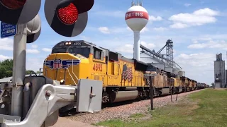 Whittier Street railroad crossing, UP 4895 Manifest, Whiting, IA