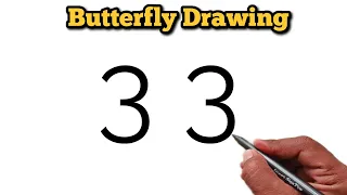 Butterfly drawing From Number 33 |Butterfly Drawing step by step | Number Drawing