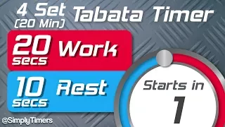 4 Set Full Tabata Workout Interval Timer (20 sec / 10 sec) 20 Minute Workout