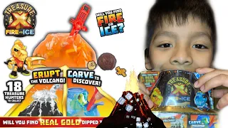 *NEW* TREASURE X SEASON 4 HUNTERS FIRE VS ICE VOLCANO 🌋 |WE FOUND REAL GOLD|