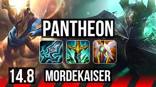 PANTHEON vs MORDEKAISER (TOP) | 7 solo kills, 700+ games, Godlike | NA Master | 14.8