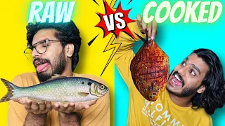 RAW vs COOKED food challenge 🤩 | with mom