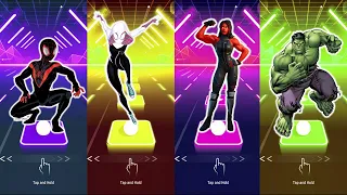 Tiles Hop SuperHero, Miles Morales vs Spider Gwen vs Red She-Hulk vs Hulk