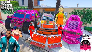 Shinchan And Franklin Stealing SQUID GAME CARS In GTA 5 (Secret) || SumitOP