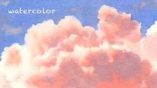 Soft sunset cloud | Watercolor painting process