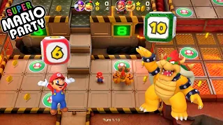 Super Mario Party - Waluigi and Bowser Jr vs Mario and Bowser - Gold Rush Mine (Master Difficulty)