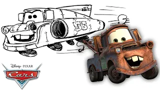 How to Draw Super Speed Mater from Cars on the Road | Drawing Tutorial | Pixar Cars