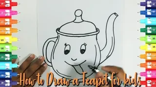 How to draw a teapot for kids easy-Easy Kids Drawing Tutorial