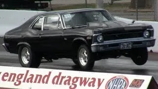 1970 Chevy Nova drag race, 10.28 @ 129 mph, mod 942, New England Dragway 10/21/12