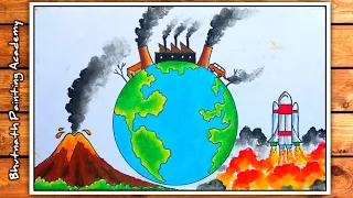 environment pollution drawing ||global warming poster painting