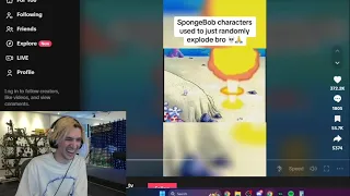 xQc Dies Laughing at SpongeBob Characters Randomly Exploding