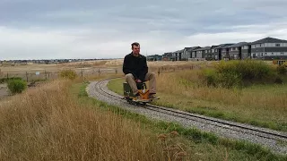 7.5 in model train test run of CN locomotive (Lawnmower engine)