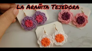 🕸Aretes, Pendientes a Crochet #7 ¡Ya perdí la cuenta de los que he vendido!🤑🤑🤗paso a paso en 10min