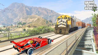 Car vs Train 635.275% People Break Their Wall After This Race in GTA 5!