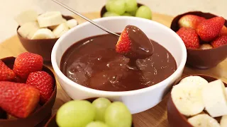 INCRÍVEL! TEM CHOCOLATE E FRUTA AÍ? FAZ ESSE FONDUE SUPER CREMOSO -FÁCIL- DELICIOSO -Isamara Amâncio