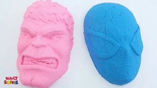 Learn Colors Egg Surprise Ariel Disney DIY How to Make Kinetic Sand Mask Hulk & Spiderman Pez Candy