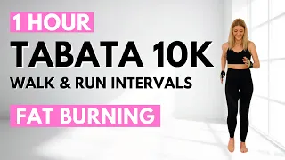 🔥INDOOR WALK & RUN TABATA INTERVALS🔥10K INDOOR WORKOUT🔥1HOUR CARDIO for CALORIE BURN & WEIGHT LOSS🔥