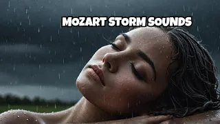 1 Hour of Mozart's Lacrymosa with Storm and Rain Background - Relaxing to Sleep