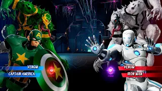 Green Venom & Captain America Vs Venom & Ironman [Hard AI] | Marvel vs Capcom: Infinite