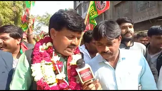 SP candidate from Etah-Sadar Jugendra Singh Yadav took out road show in Etah City