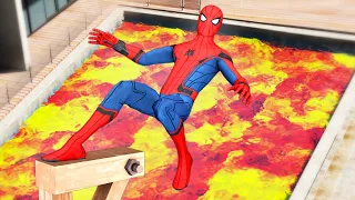 GTA 5 Spiderman Jumping Into Lava Pool (Ragdolls/Euphoria Physics) #11