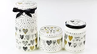 Decoupage jars - Painted jars - Decoupage tutorial - DIY painted glass - decoupage for beginners