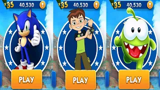 Sonic Dash vs Om Nom Run vs Ben 10 Up To Speed - All Characters Unlocked Android Gameplay Showcase